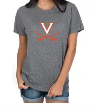 NWT Lauren James University of Virginia UVA Cavaliers Gray Orange T-Shirt Small