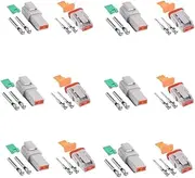 6 Set Kits Deutsch Connector Kit with Wire Crimper - 2 Pin Way Gray Waterproof DT Connector for Car, Truck, Motorcycle, Off-Road Vehicles, and Marine