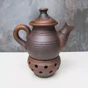 Ceramic small teapot with candle warmer,handmade pottery teapot with candle warm