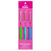 Susan Bates Steelite Soft Ergonomic Steel Crochet Hook Set-Fine Sizes 0.9mm,1.1m