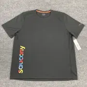 Saucony Mens Stopwatch Graphic Short Sleeve Shirt Black Size XXL