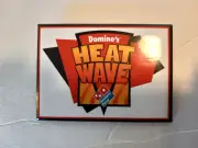 Domino's Pizza Set of 2 HEAT WAVE Buttons Never Worn 3.5 x 2.5 Inches VINTAGE