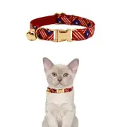 ANYWAGS Cat Collar Banner Red Large with Safety Buckle, Bell, and Durable Strap Stylish and Comfortable Pet Accessory