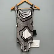 Norma Kamali Racer Tank Bodysuit Black Tye Dye M