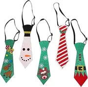 [jojofuny] 5pcs Christmas Neckties for Novelty Holiday Ties with Snowman Festive Accessories for Christmas Parties and Celebrations