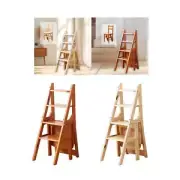 Folding Step Ladder Chair Library Steps Bookshelf for Bathroom Garden Indoor