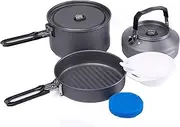 Fire-Maple Feast 2 Camping Cookware Set | Outdoor Cooking kit with Pot Kettle Pan Bowls and Spatula | Kitchen Utensils for 1 to 3 People Backpacking Trekking Hiking Fishing Picnic