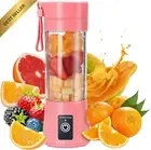 Portable Mini Blender, 6-Blade USB Rechargeable, Smoothie & Juice, Pink
