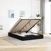 Ottoman Storage Bed Frame Double Size, Black Fabric, Maximizes Bedroom Space with Under-Bed Storage and Smooth Hydraulic Lift Mechanism