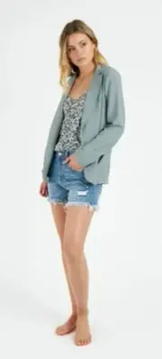 New Tags - DECJUBA Size 14 Or L Lani Crepe Blazer Soft Khaki Sage Jacket
