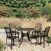 5 Piece Bistro Set Cast Aluminium Bronze, Conversation Sets