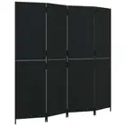 Room Divider Wall Folding Privacy Screen Stand 4-Panels Black Poly Rattan