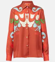 [La DoubleJ] La DoubleJ Boy silk twill shirt UK 14 red