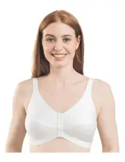 [Royce Lingerie] Comfi Cotton Wirefree Press Stud Front Open Bra in White