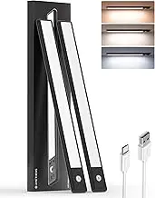 AMETHEUS Under Cabinet Lighting Wireless, 3200mAh Rechargeable Under Counter Lights for Kitchen, 68 LED Magnetic Dimmable Motion Sensor with 3 Color Temps, Closet Lights(14.5in, 2PCS)
