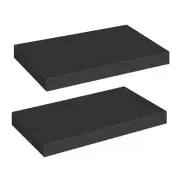 Unbranded Floating Shelf 15.7"x7.9" Rustic Solid Rectangle Wood Black(Set of 2)