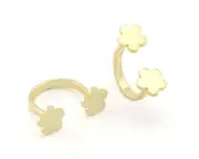 Flower Adjustable Ring Hammered Shiny Gold Plated Brass (6US and 8US size ) 4179