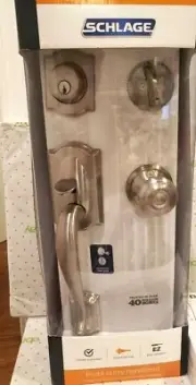 SCHLAGE CAMELOT OUTDOOR GEORGIAN KNOB ENTRY DOOR DEADBOLT LOCK SET