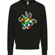 Skeleton Hand With a Retro Puzzle 80s Kids Sweatshirt Jumper