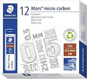 Staedtler Mars Micro Carbon Mechanical Pencil Refills, Tube of 12 0.5mm, Pack of 12 Tubes, 2H Fine Point Graphite Leads, 250 05-2H