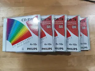 《莫莫購物》可重複 燒錄片 PHILIPS 飛利浦 CD-RW 74 74min/650MB 光碟片(一盒五片裝)