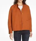 Eileen Fisher Organic Cotton Canvas Jacket Musk Mandarin Collar Size Large NEW