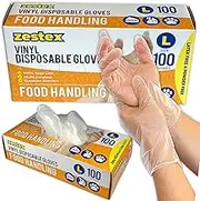 Zestex Food Handling, Latex-free & Powder-free, Food Safe Multi Purpose Disposable Glove, Clear, Large, Case/100