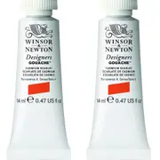 2x Winsor & Newton 14ml Designers' Gouache Watercolours Cadmium Scarlet S4