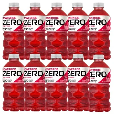 Powerade ZERO FRUIT PUNCH Sports Drink 0 Cal. More Electrolytes 28 Oz (10 Pack)