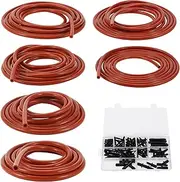 X AUTOHAUX Silicone Vacuum Tubing Hose 130PSI Max Pressure Automotive Vacuum Line Red with Vacuum Connector 1 Set 10Ft 3/4/5/6/8/10mm ID 2.5mm Thickness