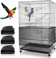 Pack of 3 Extra Large Adjustable Bird Cage Covers, 300 cm Bird Cage Seed Catcher, Seed Feather Catcher, Bird Cage, Bird Food, Small Animals, Airy Cover, Skirt, Guard Bird Cage Protective Net