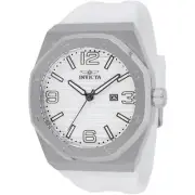 Invicta Men's Watch Huracan Quartz Silver Tone Dial White Silicone Strap 45774
