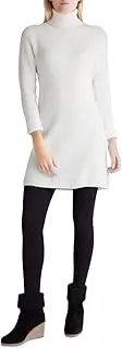 [Kensie] Women's Soft Fuzzy Waffle Knit Turtleneck Sweater Dress