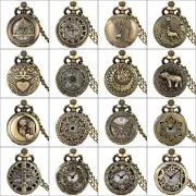 Steampunk Quartz Analog Pocket Watches Lot with Sweater Chain Birthday Kid Gifts