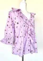 Sundance Beatrice Ruffle Blouse Lavender Retails $108 NWT