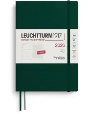 [LEUCHTTURM1917] Weekly Planner Notebook Medium A5 2026 Softcover in Forest Green