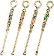 ZORZA 4Pcs Versatile Tiny Spoon Brass Mini Spoon Pendant Vintage Powder Spoon for DIY Crafts Small Ear Spoon Perfect for Handling Powder Spice Herbs and Sand