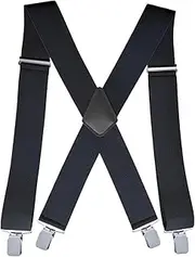 [STKARCV] Heavy Duty Big Size Suspenders For Men Work Outdoor X Back 4 Strong Clips Adjustable Elastic Trouser Braces Straps