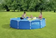 Intex 10' x 30" Metal Frame Round Above Ground Swimming Pool Set w/ Filter Pump