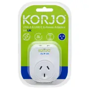 Korjo USB-C + A Charger - AUS/NZ Socket for UK Plug - Power Adaptor