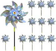 Windmills for Garden, 12PCS Reflective Bird Repellent Windmill Pigeon Deterrent with Stakes Garden for Scare Birds Animal Away