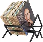 Vinyl Record Storage Holder with Removable Clip, Record Organize Rack, Matte Black Metal Book Display Stand, Holds 80-100 LPs, Suitable for Albums Magazines Files (1 Tier)