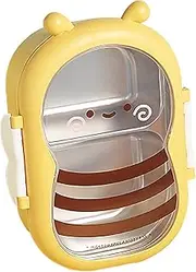 Kids Snack Containers for School,Snack Box Stainless Steel, Lunch Container Bee Shaped - Meal Prep, Cartoon Lunch Box with Safety Lock, Leak Proof for School Students, Outdoor Travel