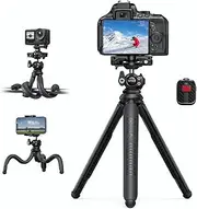 Lamicall Tripod for iPhone - 3 in 1 Flexible Phone Tripod with Wireless Remote - i Phone Tri pod Stand for Video Recording Vlogging Selfie Compatible with iPhone Samsung Go Pro, Digital Camera