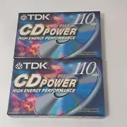 2 TDK HIGH BIAS CD POWER Audio Cassette Tapes 110 Minutes