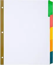 Amazon Basics 5-Tab Binder Dividers, Write & Erase Multicolor Tabs, 12 sets