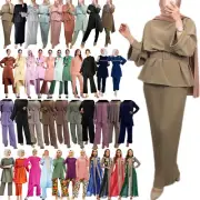 Muslim Women Tops Pants Skirt Two Piece Set Islamic Outfits Abaya Dress Kaftan