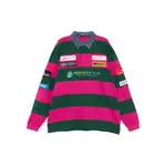 [Martine Rose] Martine Rose Striped Rugby Polo Shirt M GREEN/PINK