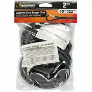 Bungee Cord, Mini Carabiner Hook, Gray, 48-In., 2-Pk. 06082