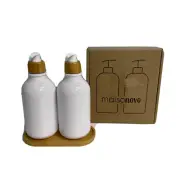 MaisoNovo Dish Soap Dispenser for Kitchen Sink w. Bamboo Pump and Soap Tray Bath